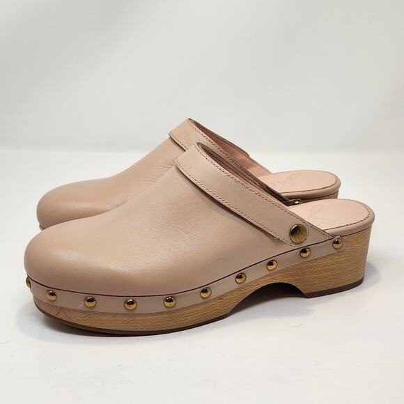 J Crew Convertible Leather Clog Shoes Women Size 7.5 Blush Beige Platofrm Studs - Picture 3 of 8